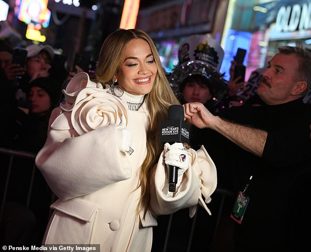 Rita was soon spotted among the waiting crowd in Times Square as she began her co-hosting duties.