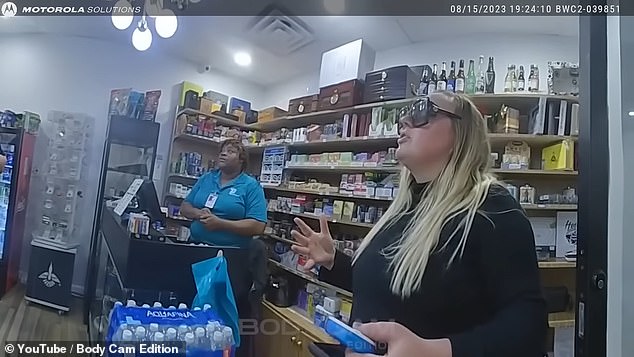 The woman demanded money from the police officers to buy nicotine gum, and became enraged when they refused