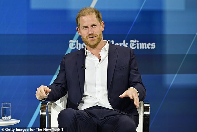 The Duke of Sussex laughed off rumors about his and Meghan's split while on stage during the New York Times Dealbook 2024 Summit, New York, on December 4.