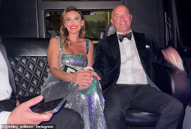 Alina Habba's naughty bag is seen in this photo taken by a friend from a party bus while she attended the annual New Year's Eve party at Mar-a-Lago