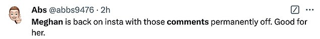 1735805686 739 Meghan Markle criticized the decision to disable comments on the