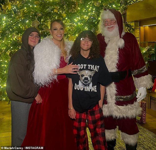 For her trip to Aspen, Mariah brought her 13-year-old twins Monroe and Morocco, whom she shares with her friendly ex-husband, comedian Nick Cannon (not pictured).