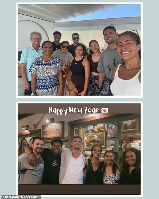 Fowler posted two snaps of her and Cleary posing with friends and family, writing 