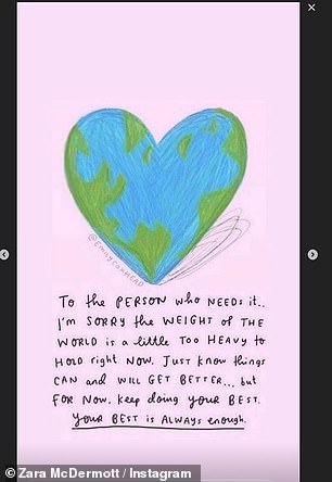 Zara also posted a heart-shaped illustration of the world, with the words: 