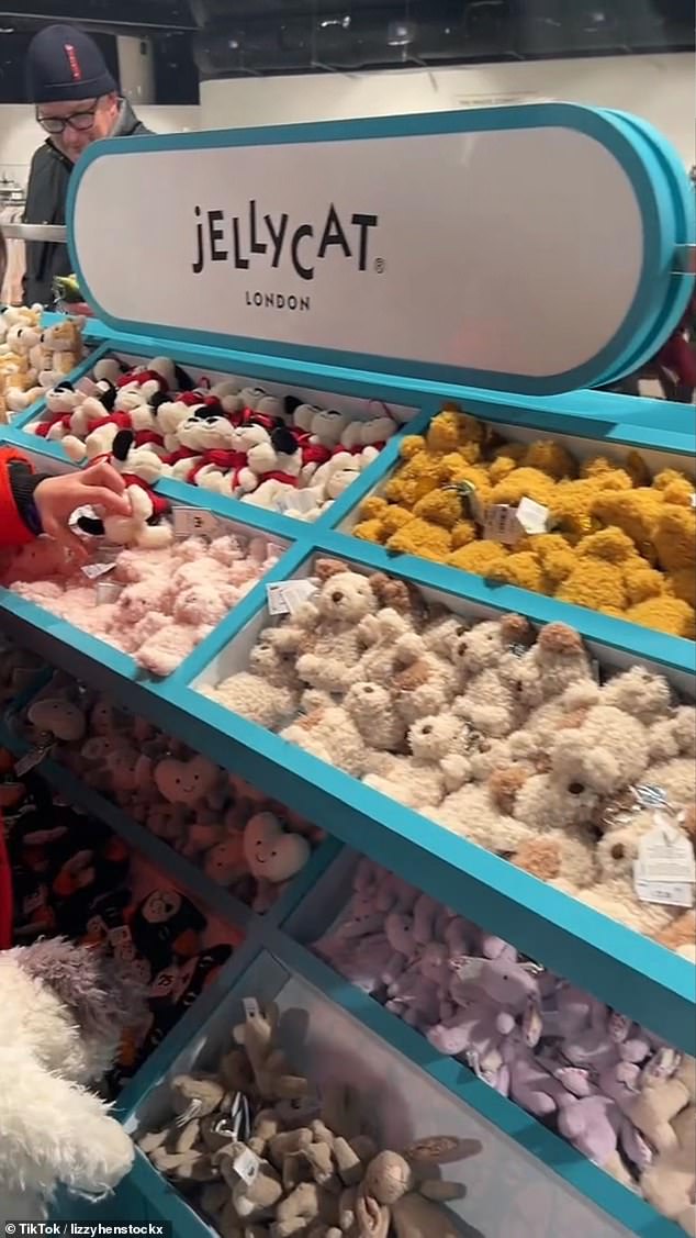 A range of Jellycats on display