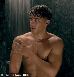 The Peterborough faithful was questioned whether he was a traitor or not by the rest of the contestants while the shirtless scene was broadcast.