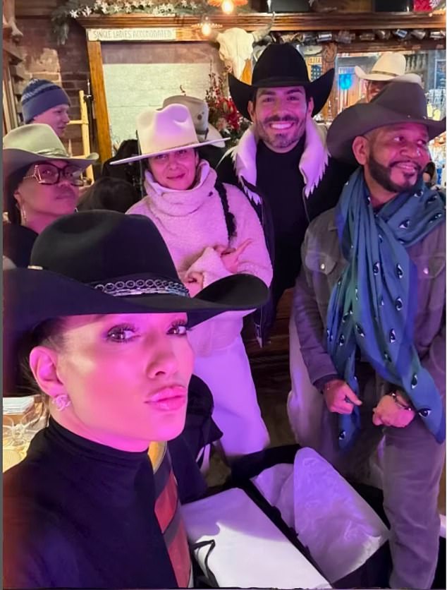 López was in the snowy town with his mother Guadalupe, his sister Lynda, manager Benn Medina and several music producers and stylists.