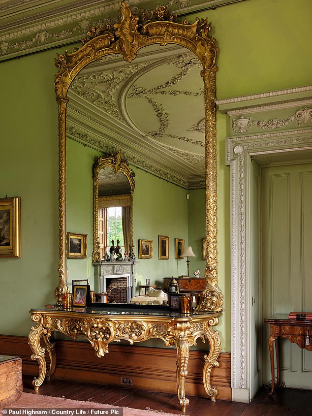 Gilded mirrors and family heirlooms fill each room, with plenty of room for the couple's enormous guest list to stay.