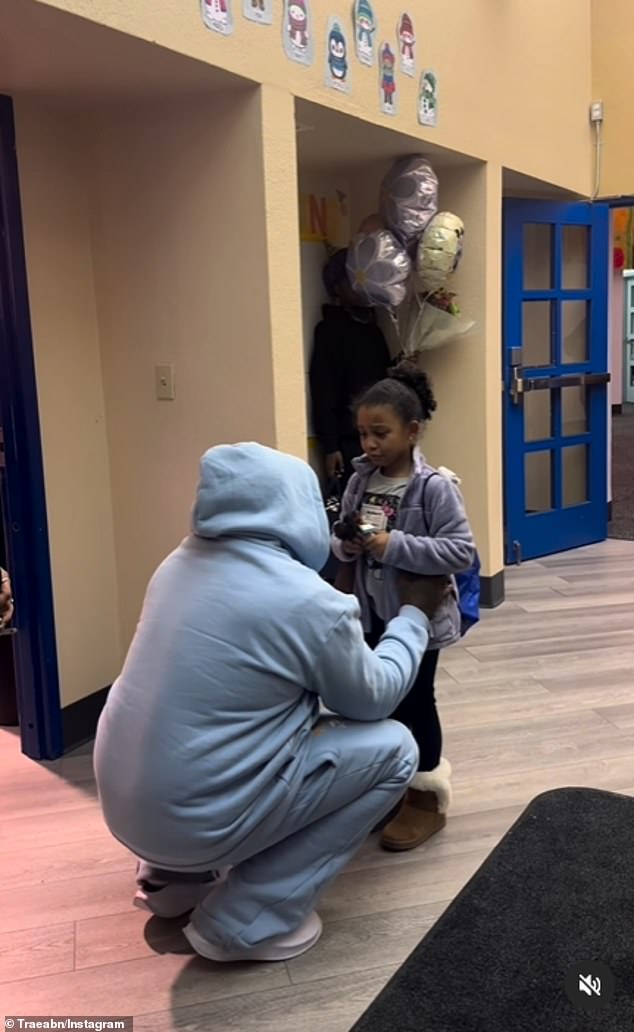 Both father and daughter seemed excited to be reunited.