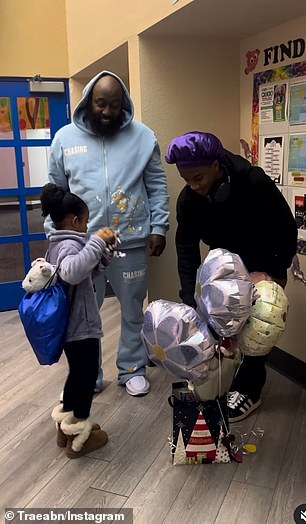 Trae, who has collaborated in the past with artists including TI, Snoop Dogg, Travis Scott and Lil Wayne, was seen with his daughter and another person in the touching clip.