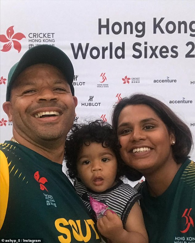 Khawaja's former teammate, South African star Ashwell Prince, is pictured with his late wife Melissa and one of their children.