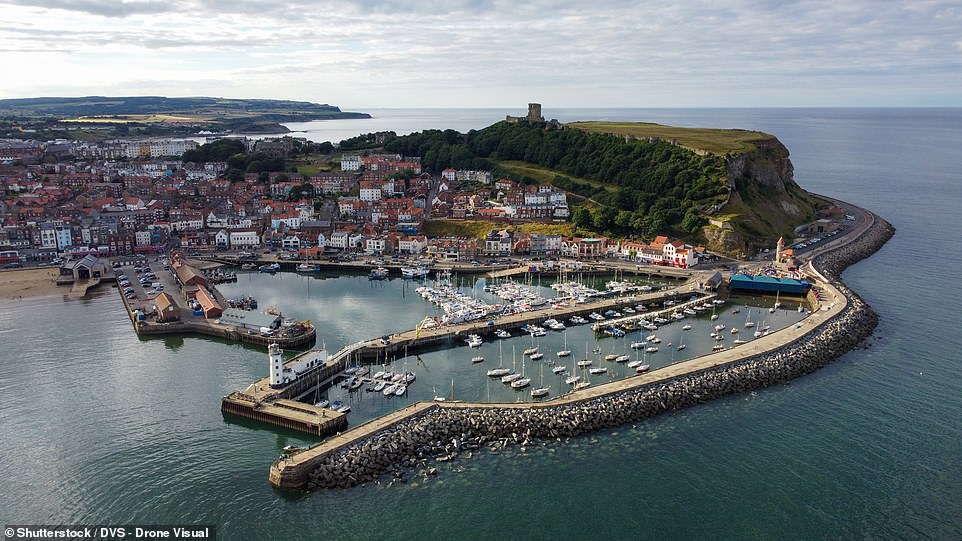 The two aerial images above offer a comparison of present-day Scarborough with the city of 1929. At the bottom left of the old image, Scarborough Lighthouse is in a state of ruin. The Scarborough Civic Society explains: 'During the German bombardment of 1914, a shell passed through the lighthouse tower. It had to be dismantled to the first floor level and was rebuilt by public subscription in 1931.