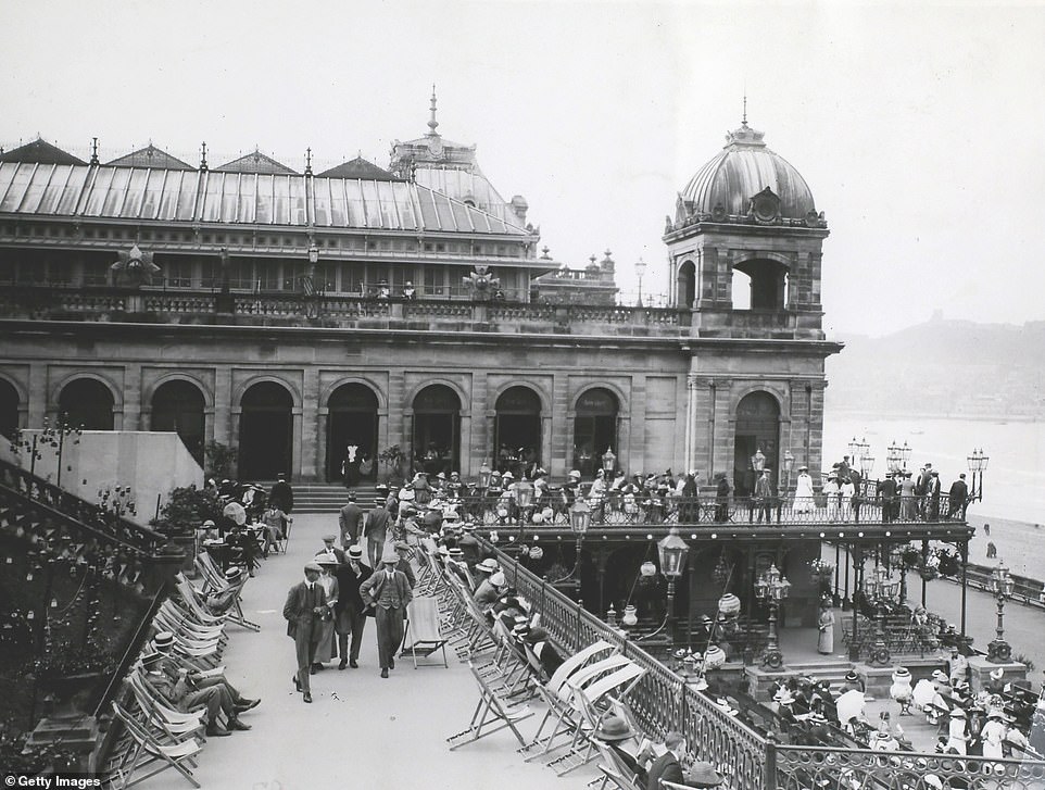 Tourists photographed at the Spa in 1913. BBC reveals: 'It included a 500-seat concert hall, gardens and a promenade'