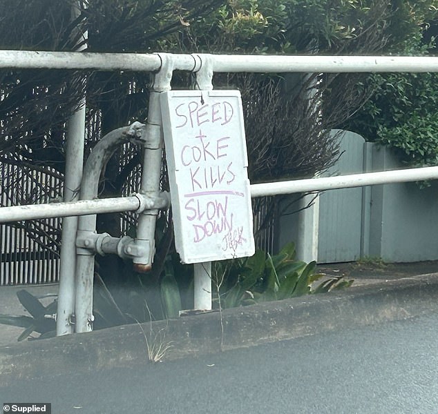 A warning sign has been posted at the crash site in Watsons Bay.