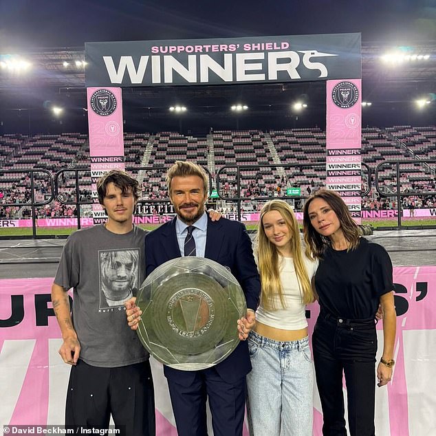 There was a photo of the family at one of David's soccer games at Inter Miami FC.