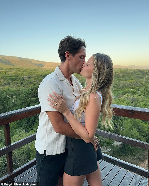 In the snapshots, Jeanni, originally from South Africa, is seen full of joy as she snuggles with her future husband in front of an idyllic background.