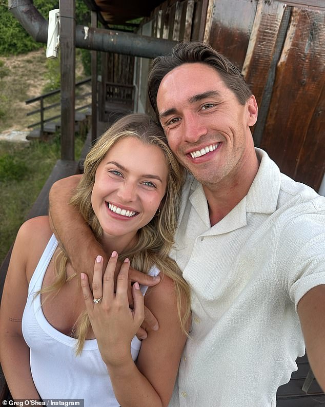 The Irish rugby player also shared a series of photos in which his now fiancée shows off her dazzling engagement ring.