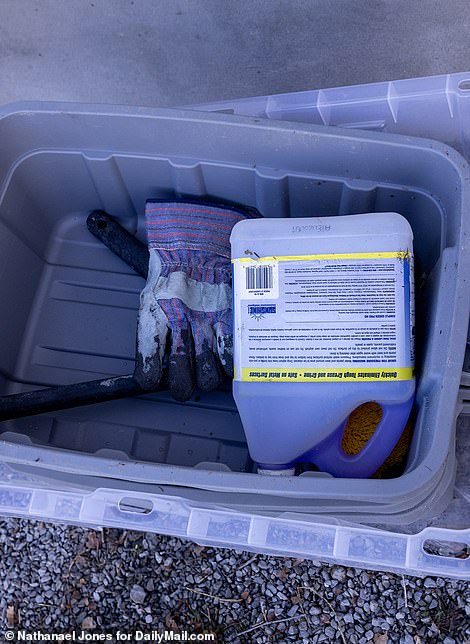 Corrosive cleaning products were left outside the building