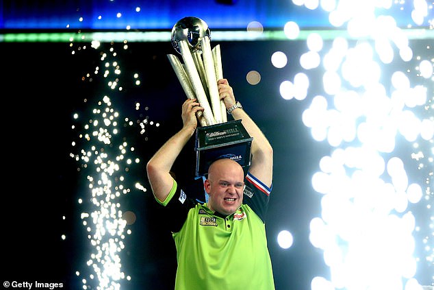 The Dutch darts star aims to win his fourth world title and first since 2019 (above)