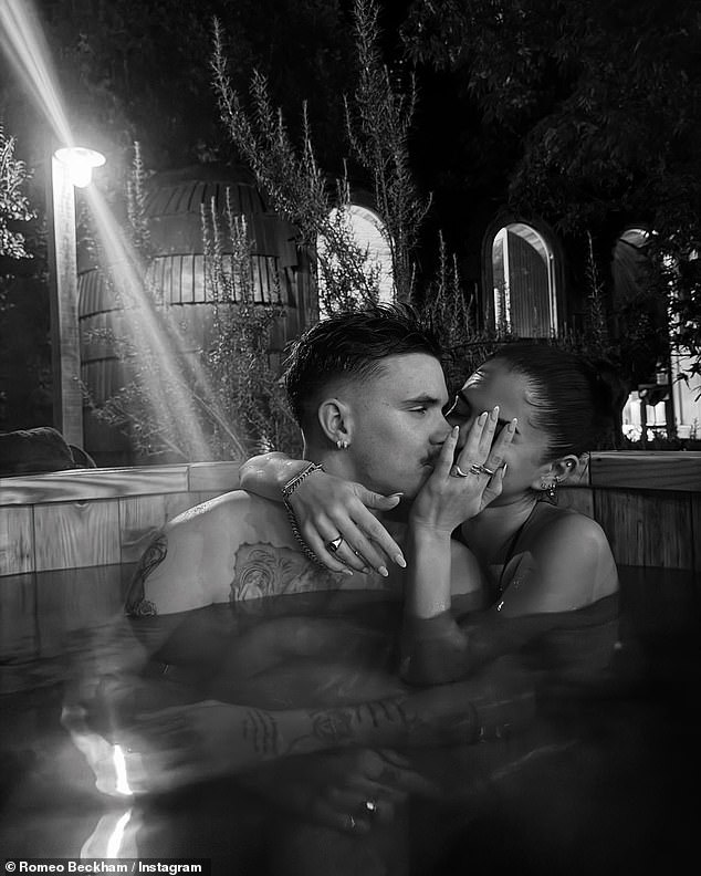 It comes after Romeo looked completely smitten with his girlfriend Kim as they kissed in a hot tub as he shared the gallery of sweet photos to pay tribute to his family ahead of the New Year.