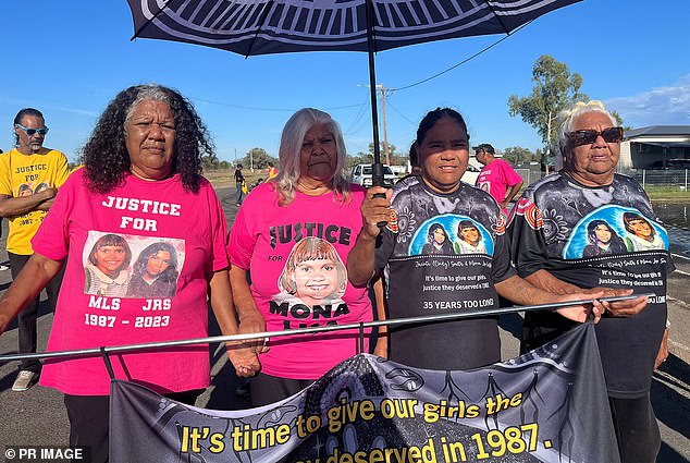 Mona Lisa Smith's sister Fiona, left, with her mother, June, Cindy's sister, Kerrie, and her mother, Dawn, said of the commissioner's response: 