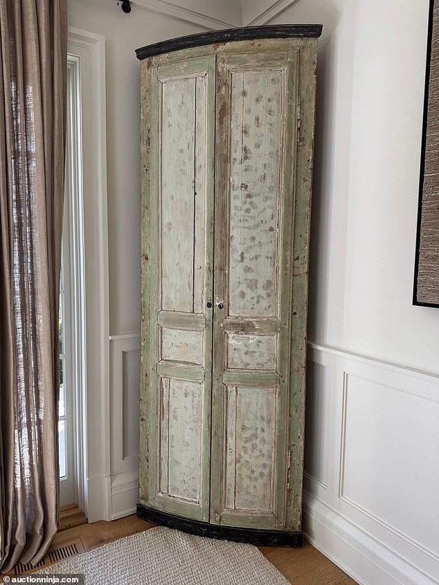 A beautiful antique French hand-painted corner cabinet is a steal at $51