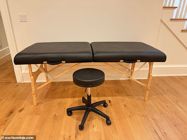 A 36-by-60-inch Oakworks Nova massage table with a stool costs $50