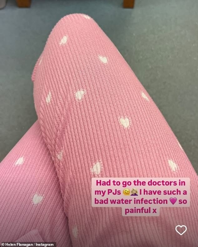 The former Coronation Street actress, 34, told her 1.1 million followers she had to rush to the doctor for a water infection.