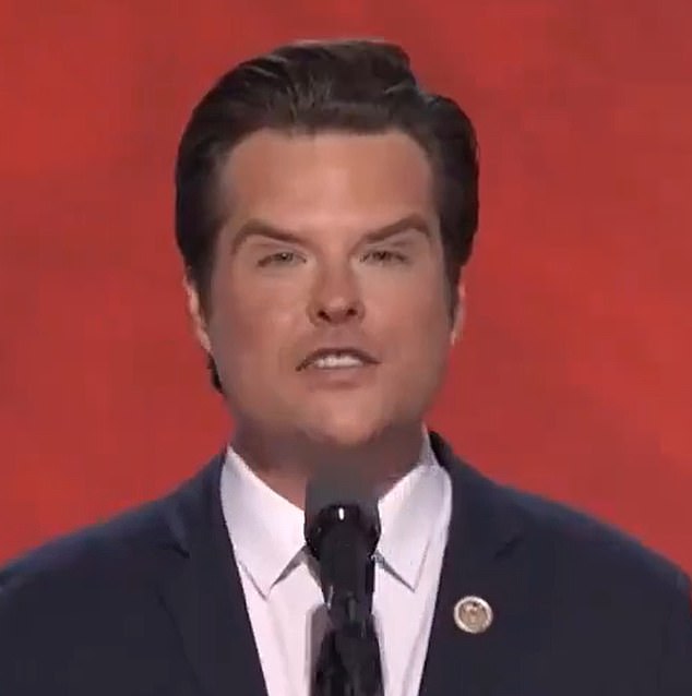 Gaetz is pictured above at the Republican National Convention in July of last year. Surgeons at the time speculated that she may have received Botox or a PDO thread lift.