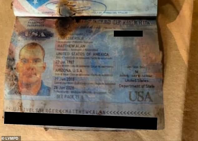 The passport found by authorities inside the Tesla vehicle is shown above.