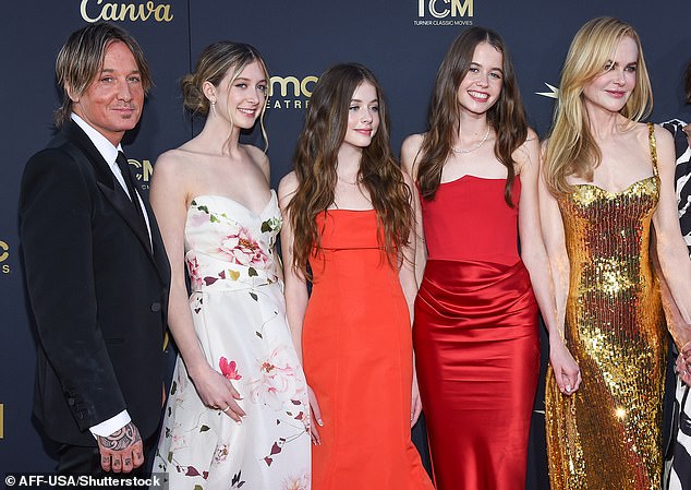 Nicole plans to save all of her favorite looks for two of her daughters, Faith, 14, and Sunday, 16, whom she shares with her husband, singer Keith Urban; Keith, Sunday, Faith, a friend and Nicole seen in April 2024.