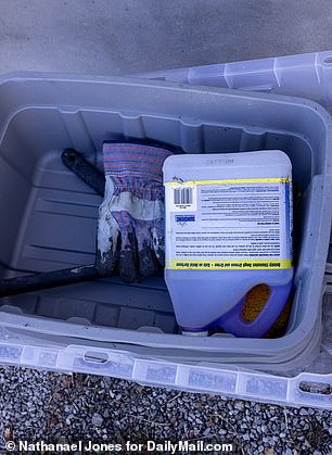 Corrosive cleaning chemicals were left outside the property.