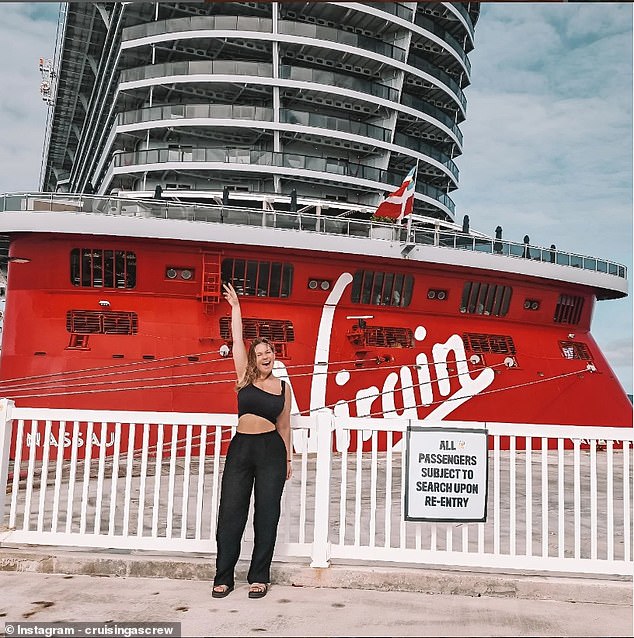 He has been working on cruise ships for ten years and regularly shares tips on how passengers and crew members can make the most of their experience. Pictured: Lucy sailing on Virgin Voyages