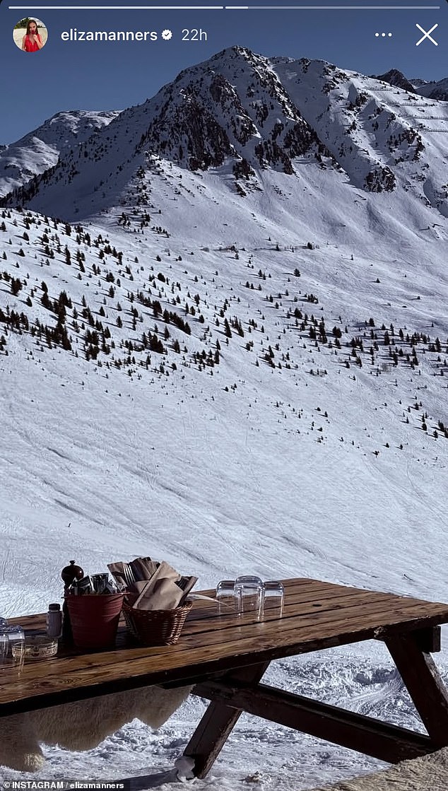 Lady Eliza Manners took photographs of a picnic bench overlooking the snowy mountains on New Year's Day