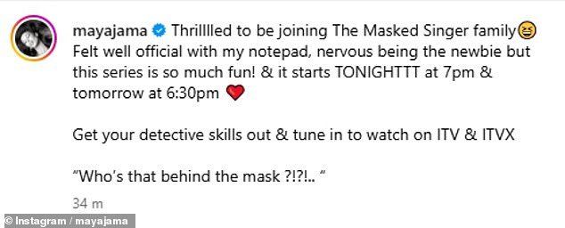 She wrote: 'Feeling good official with my notebook, nervous being a newbie, but this series is so much fun! And it starts TONIGHT at 7 pm and tomorrow at 6:30 pm ¿¿'