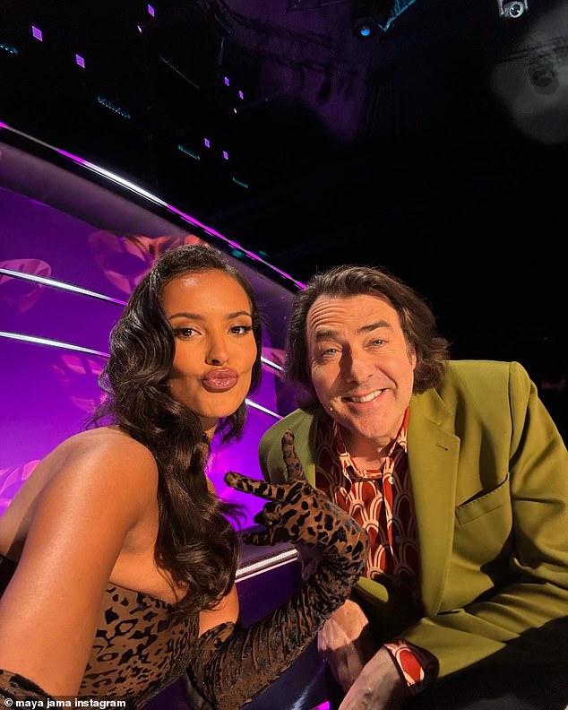 She also included a glamorous selfie with fellow judge Jonathan Ross, who cut a dapper figure in an olive green jacket and funky red and white shirt.