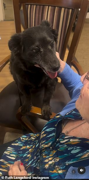 Sharing a sweet clip of her mum being pampered by her dog Maggie, Ruth wrote: 'SHE'S HOME!!! Mom's finally out of the hospital!'