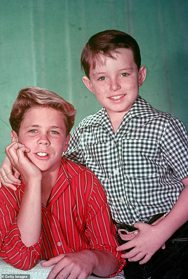 Mathers with Tony Dow (left) on the Leave It To Beaver show in 1957