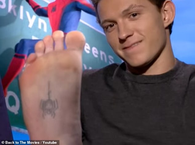 Spider-Man star Tom Holland, 28, got a tattoo in 2017 to commemorate his iconic role on the bottom of his foot.