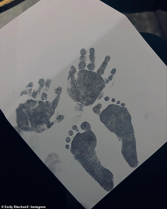 Another photo showed Eva's hand and foot prints.