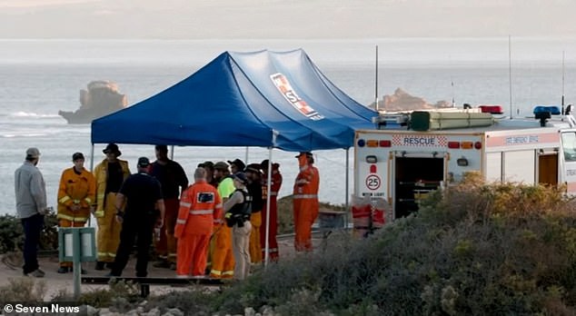 Appleby was seen being attacked by a shark off Eyre Peninsula while boating on Thursday night (pictured emergency services preparing for search)