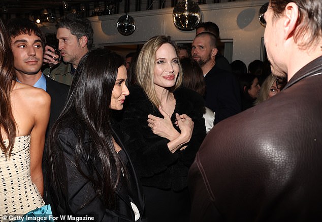 Angelina Jolie wore a glamorous black fur coat