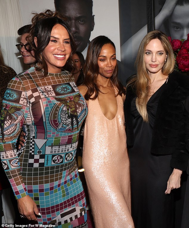 Zoe Saldana and Angelina Jolie posed for photos at the party