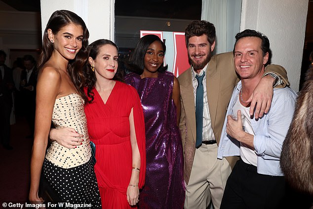 Kaia Gerber, W Magazine Editor-in-Chief Sara Moonves, Ayo Edebiri, Andrew Garfield and Andrew Scott