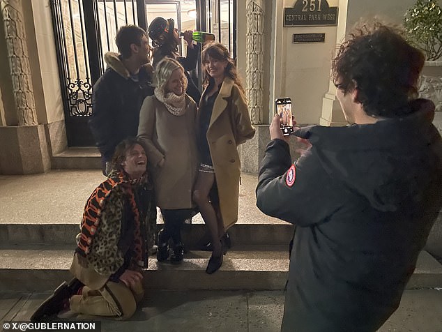 They were seen drinking champagne, while Jeff and Matthew took a sweet photo together in front of a Christmas tree.