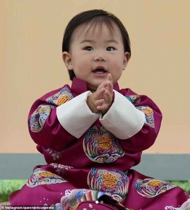 Queen Jetsun Pema shared two photos of her daughter, Sonam Yangden Wangchuck (pictured), on her first birthday.