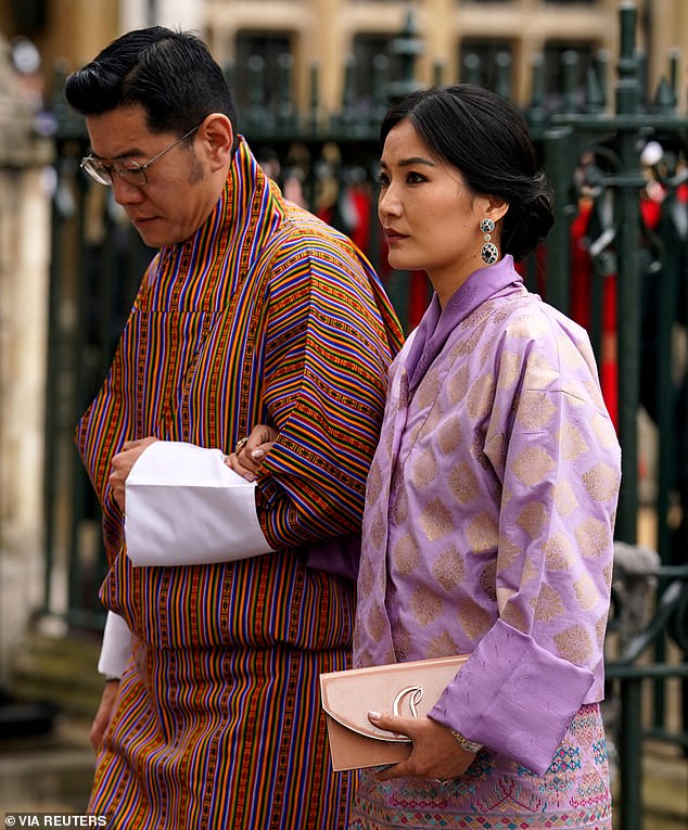 The King and Queen of Bhutan arrive at Westminster Abbey ahead of the coronation ceremony of King Charles III and Queen Camilla