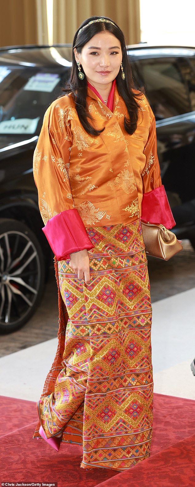 Queen Jetsun Pema (pictured May 2023) attends the coronation reception at Buckingham Palace. She has been nicknamed the 'Kate Middleton of the Himalayas'.