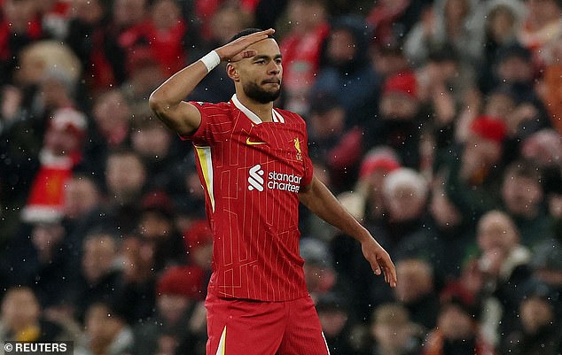 In-form striker Cody Gakpo scored at Anfield to restore parity between the Premier League leaders