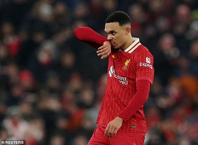 Trent Alexander-Arnold had a night to forget for the home team and was later substituted.